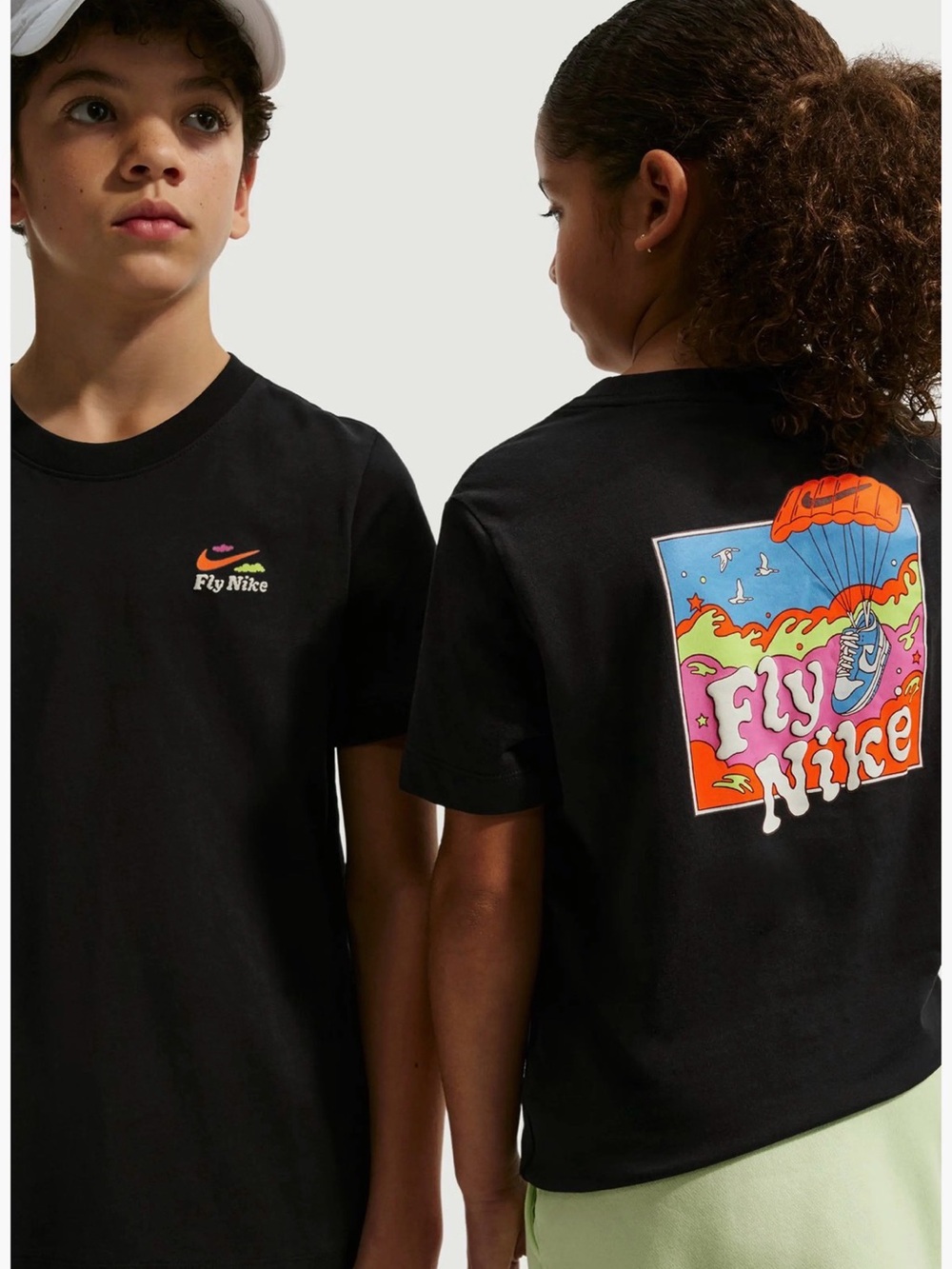 Nike Black Short-Sleeve Tee with Multicolor Swoosh